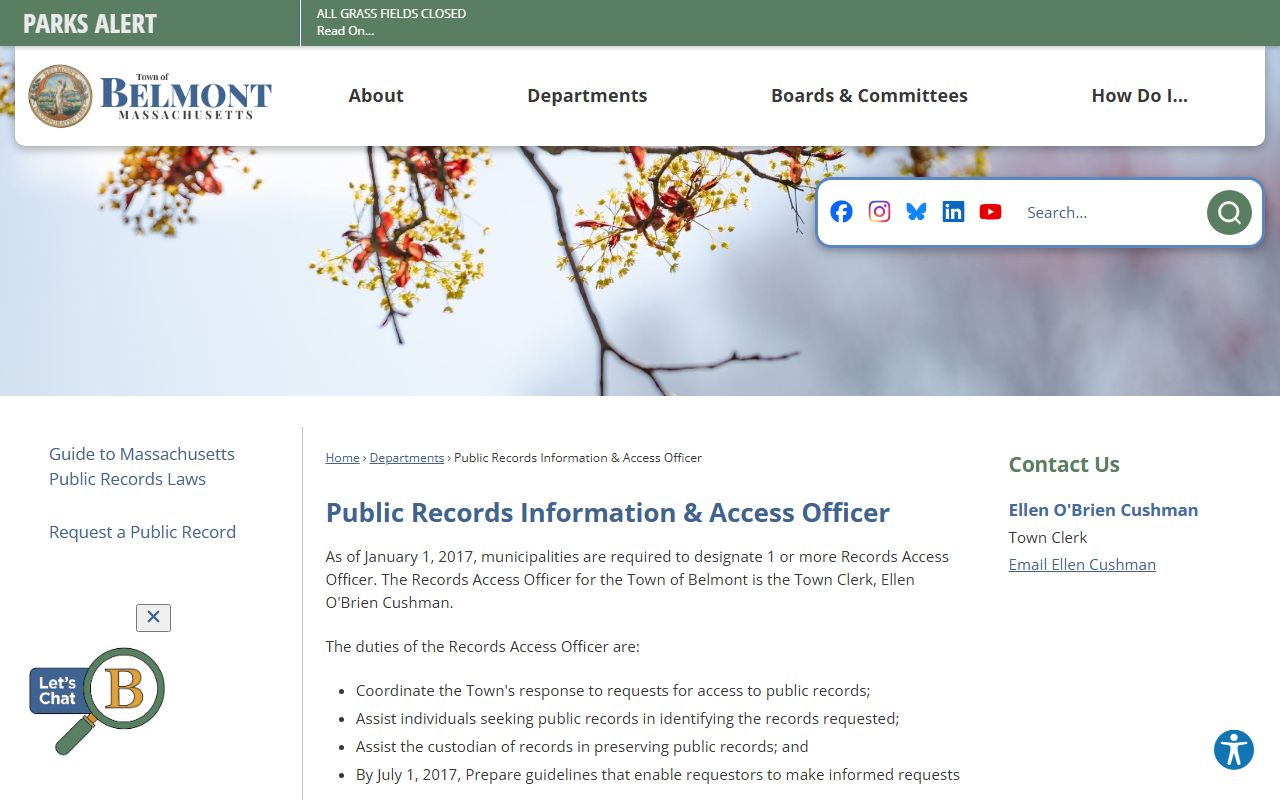 Belmont public records phone directory contacts