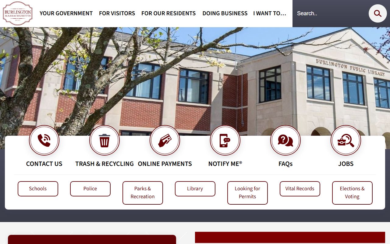 Burlington town website phone directory contacts
