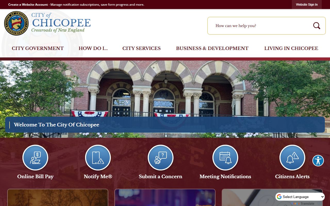 Chicopee city website phone directory