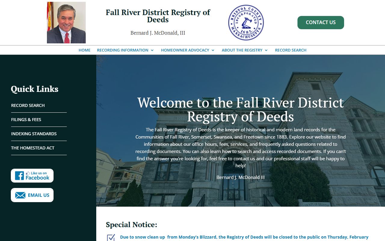 Fall River Registry of Deeds search portal phone directory