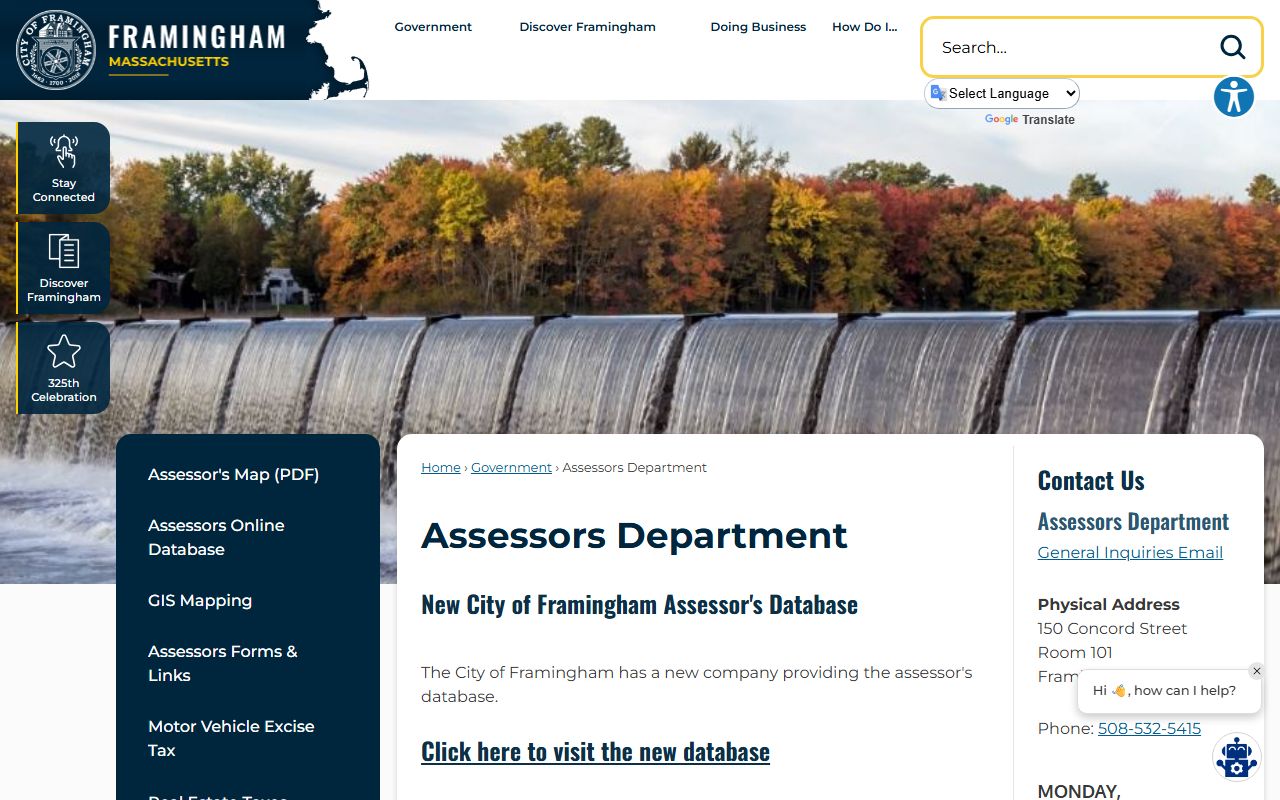 Framingham assessor database for property phone directory lookups