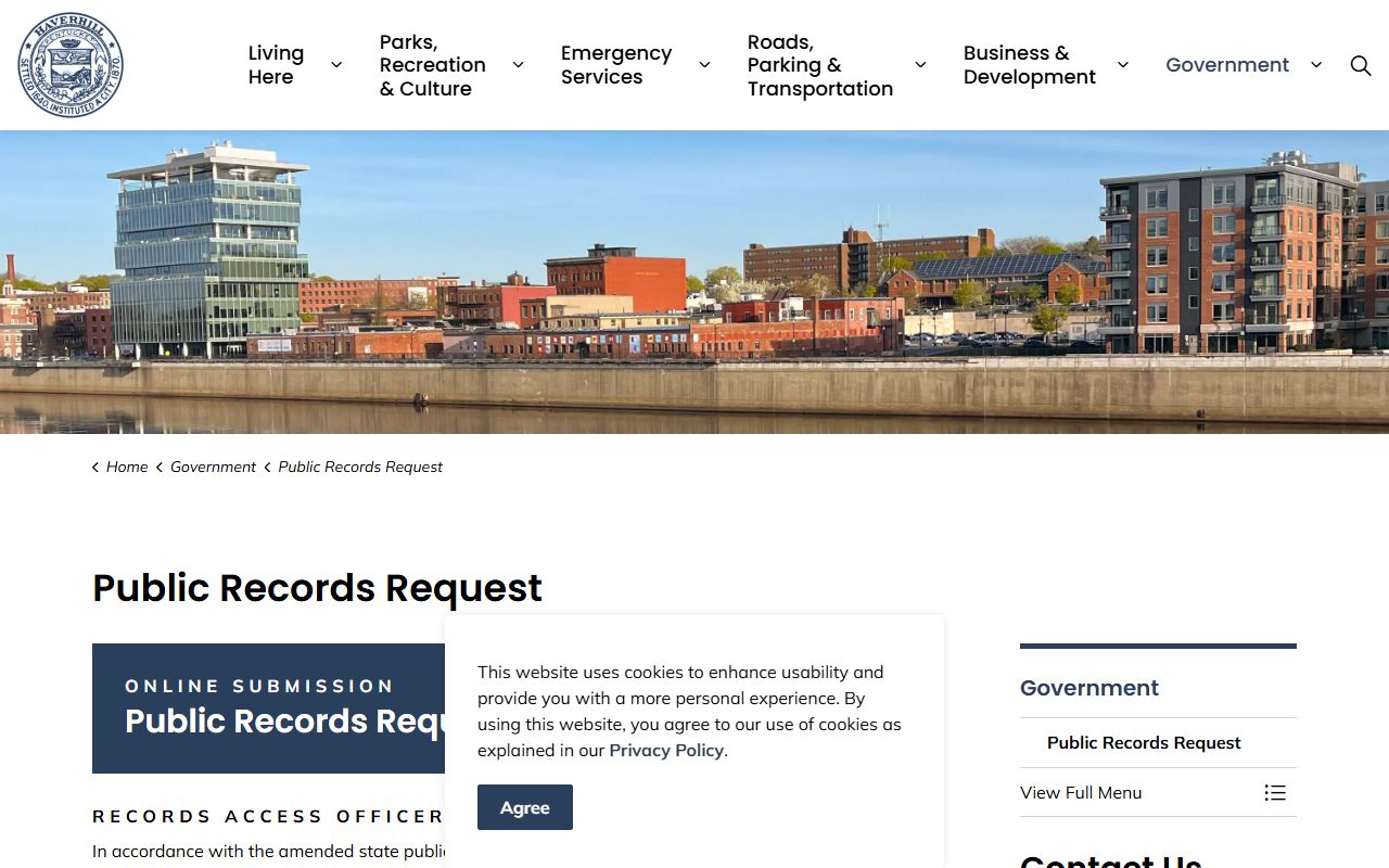 Haverhill public records request portal for phone directory