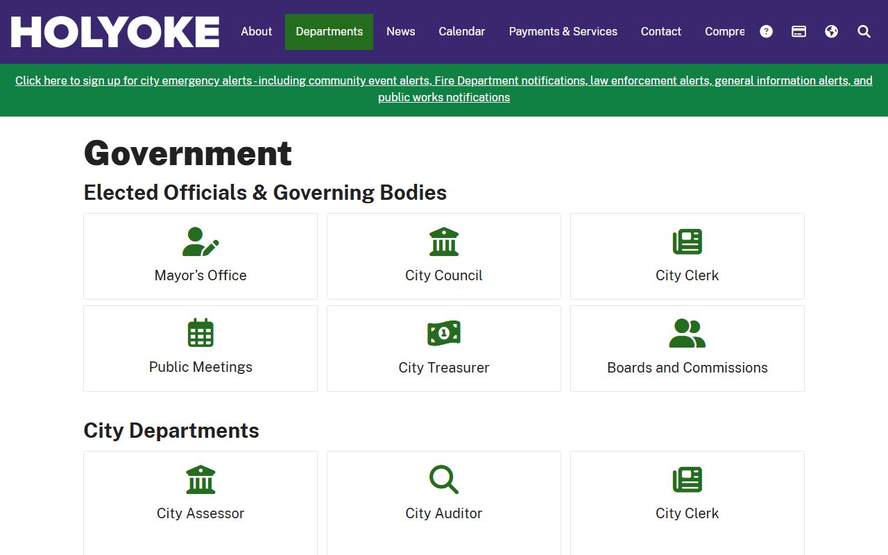 Holyoke government phone directory page