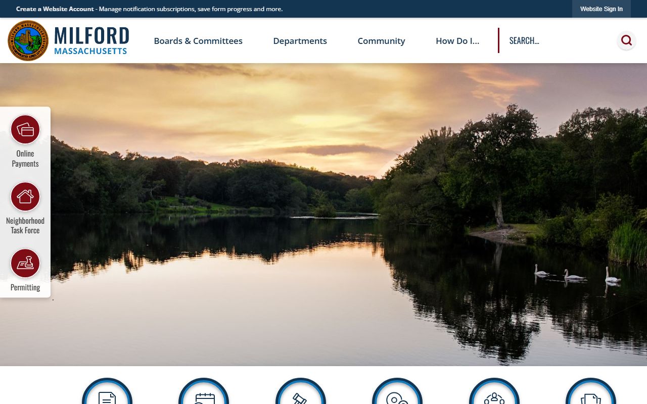 Milford town website for phone directory and contact information