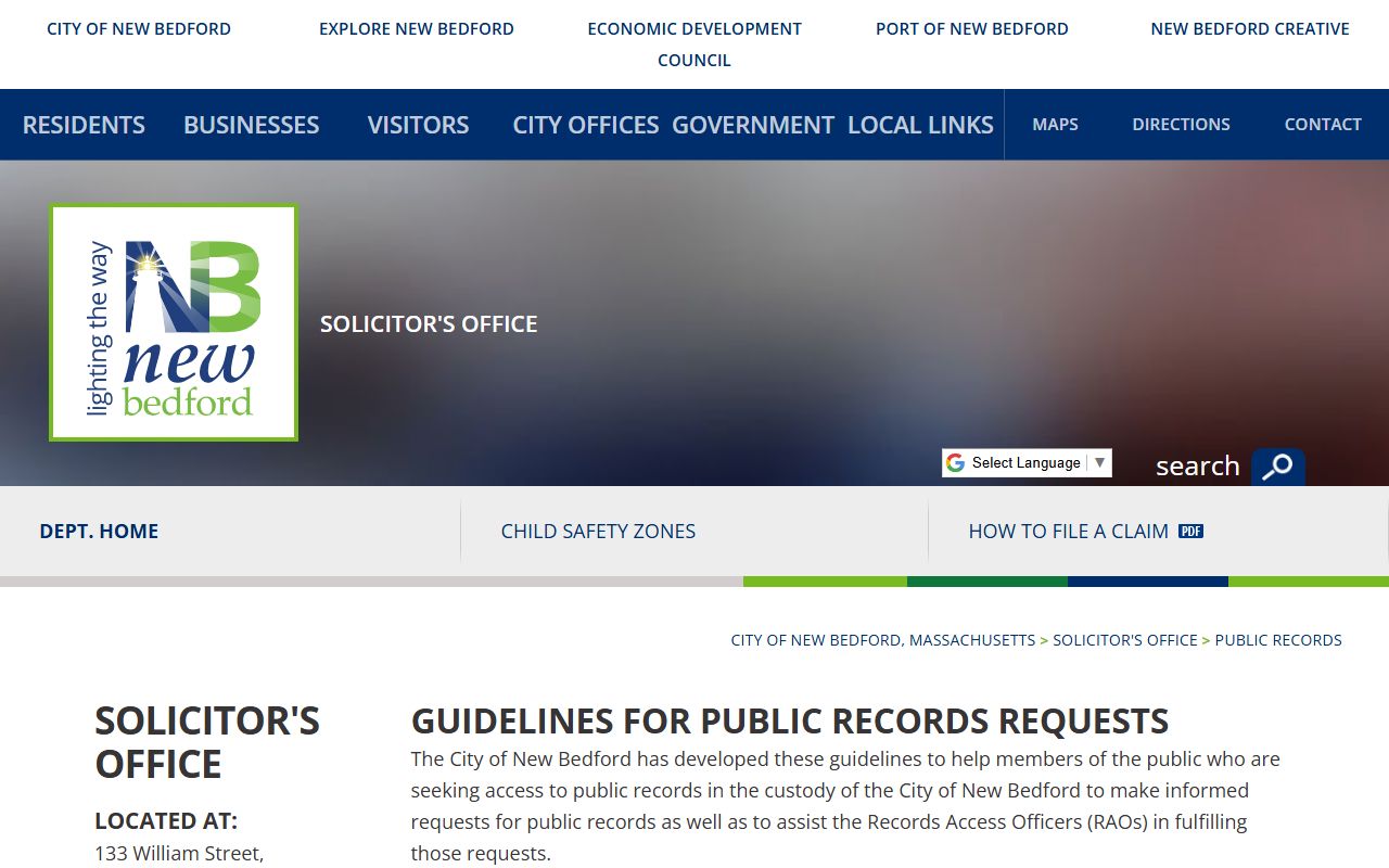 New Bedford public records request page phone directory