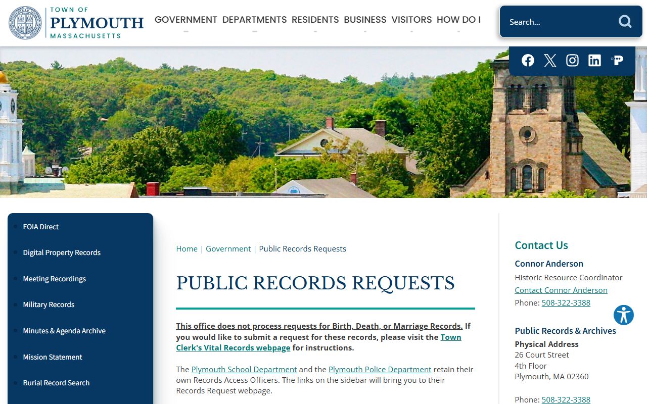 Plymouth public records request page phone directory