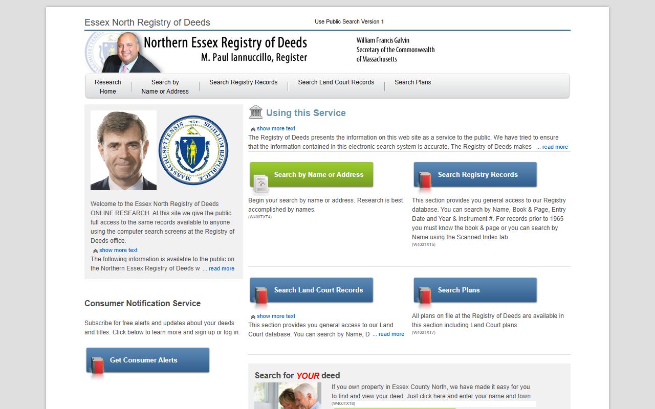 Essex North Lawrence deeds search phone directory portal