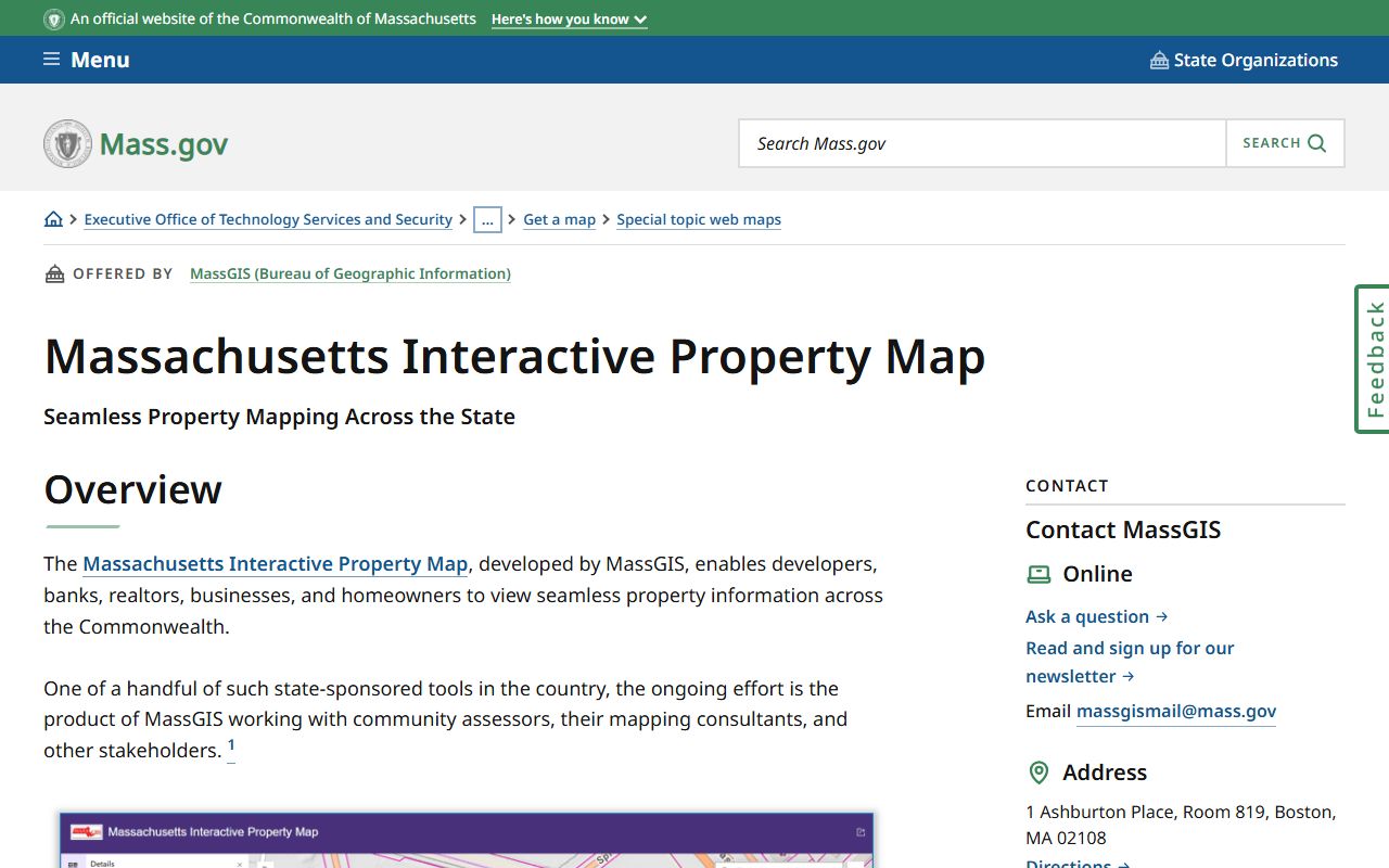 MassGIS property map for Malden phone directory search